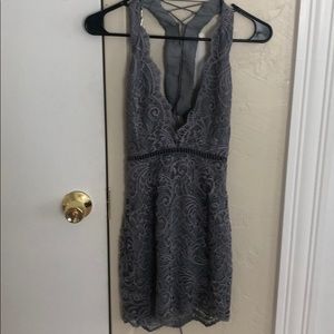 Blue/gray lace mini dress